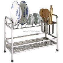 #GFR-328 Wholesale kitchen stainless steel wire 2 tiers dish drying rack